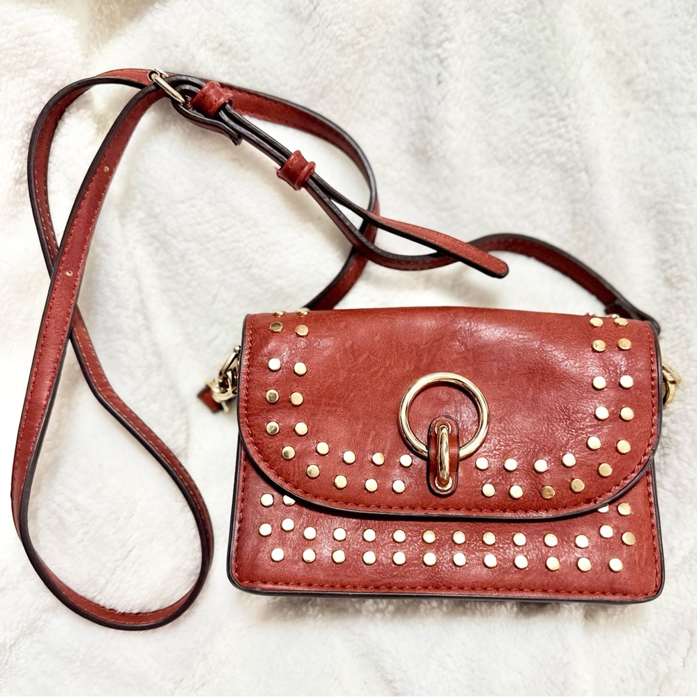 Sole Society Crossbody Purse Burgundy Leather